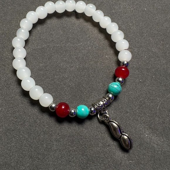 Jade racelet with silver charm 6mm - Picture 2 of 2